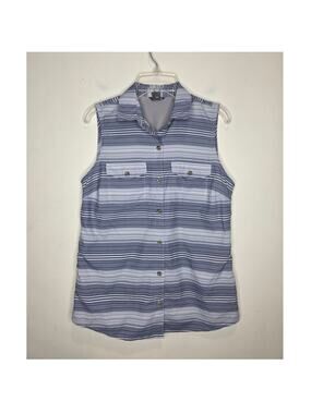Eddie Bauer blue grey sleeveless button down shirt tank - XS